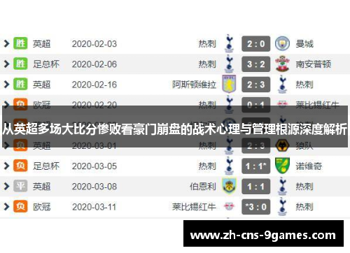 从英超多场大比分惨败看豪门崩盘的战术心理与管理根源深度解析